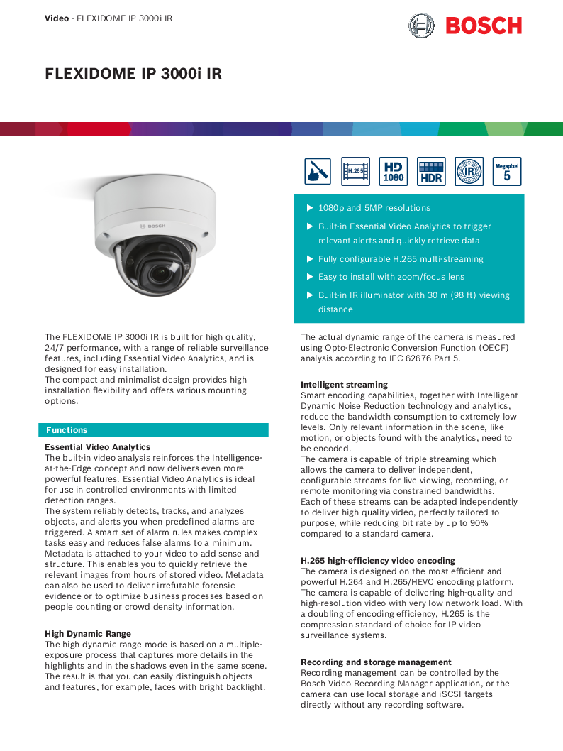

FLEXIDOME IP 3000i IR

