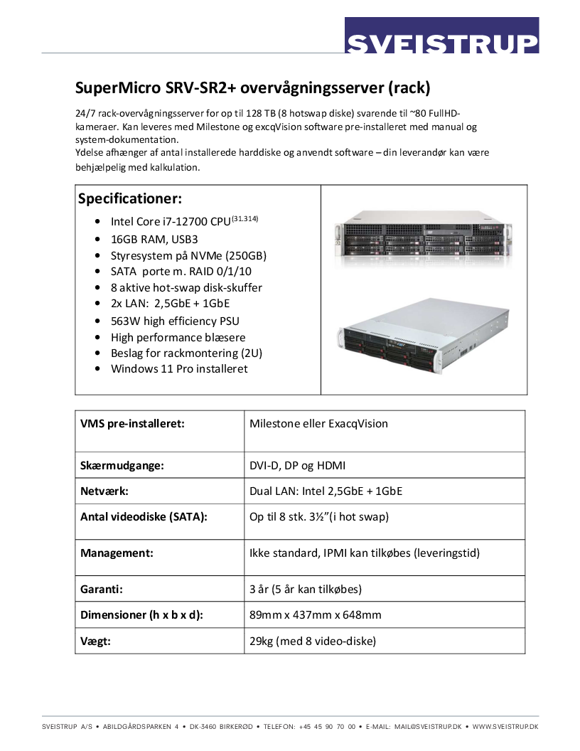 

SuperMicro SRV SR2+ datablad Gen12

