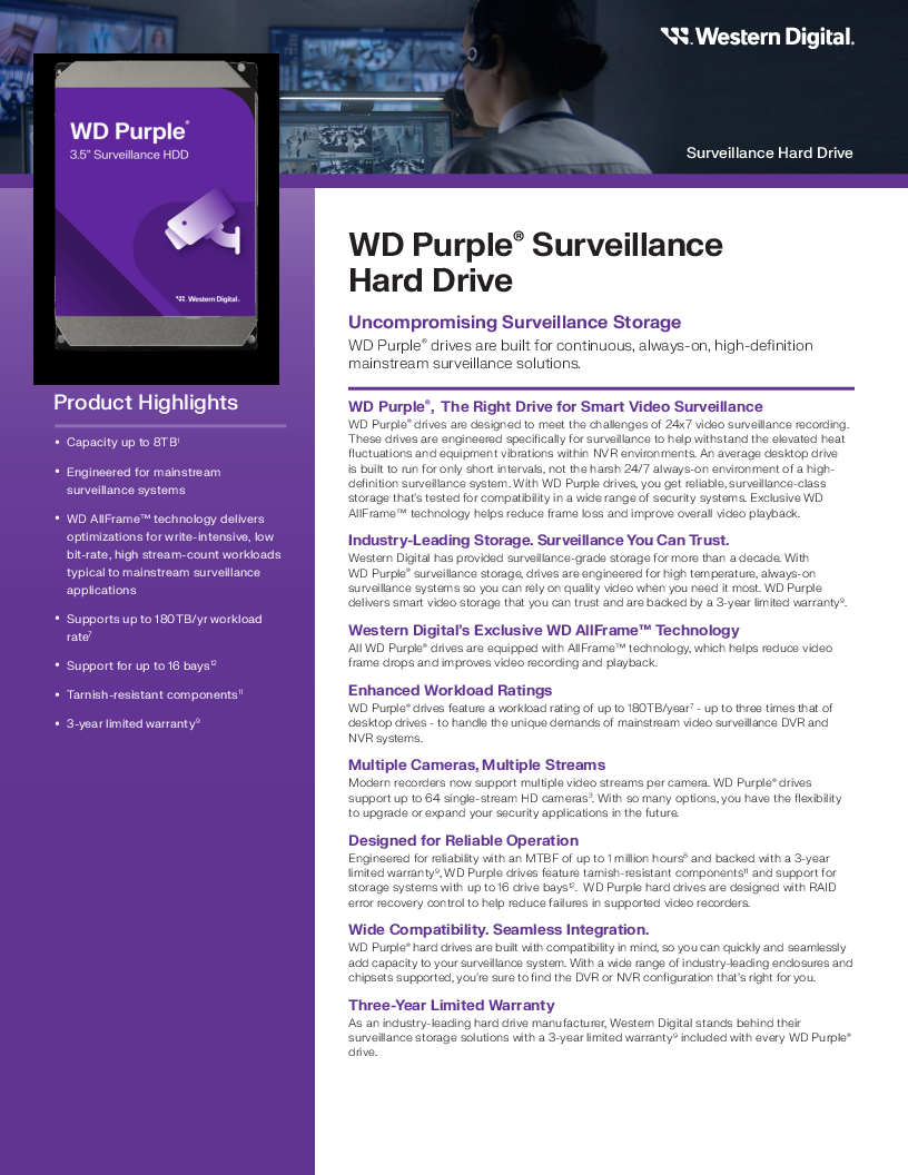 

data sheet wd purple hdd

