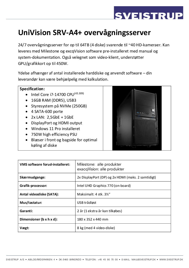 

UniVision SRV A4plus datablad Gen14

